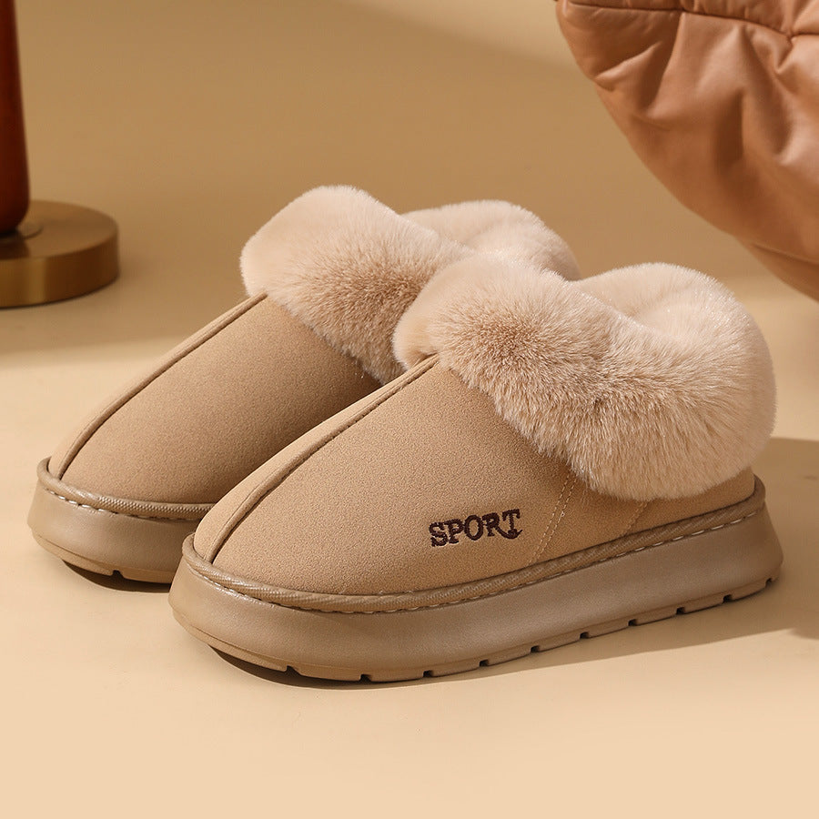 Plush Cotton Shoes For Women Winter Warm Home Slippers Outdoor Snow Boots Overview: Unique design, stylish and beautiful. Good material, comfortable feet. A variety of colors, any choice. Specification: Shoe upper material: Deer skin Sole material: EVA Ap