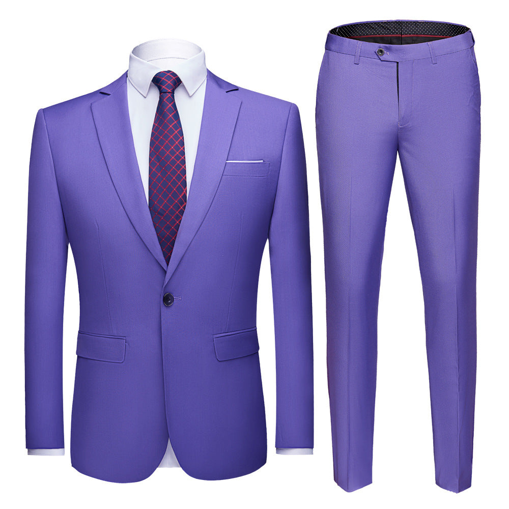 Men s Business Suits Wedding Dress Suit Set Product Information: Placket: single row and one button Suitable for the season: four seasons Fabric name: cotton blended Main fabric composition: acetate fiber Applicable scene: banquet Collar type: flat collar