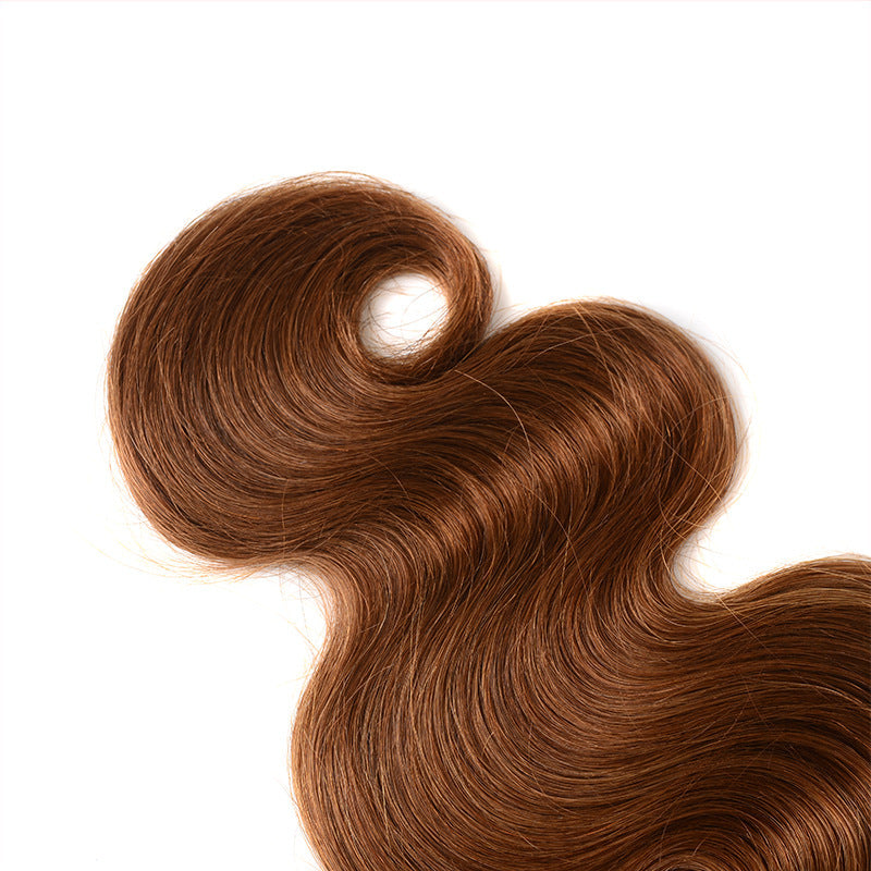Real person hair with hair curtain fake Model: 1b 30 body wave Treatment process: Hand Woven Wig length: long hair Can I dye it? Can I dye it Hair material: human hair Applicable skin color: any skin color Applicable face type: any face type Type of bangs