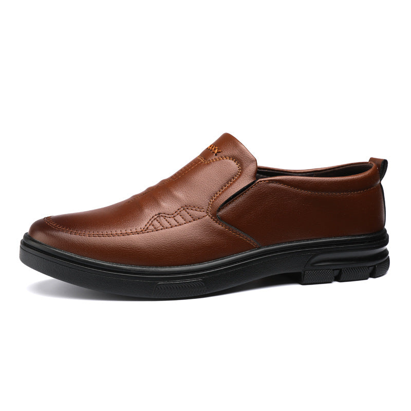 New Men's Leather Shoes Are Fashionable And Casual Overview: Unique design, stylish and beautiful. Good material, comfortable feet. A variety of colors, any choice. Specification: Product category: tooling shoes Popular element: sewing thread Style: casua