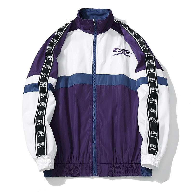 Hip-hop String Standard Color Block Jacket Product Information : Style: Korean Purchasing category: Fashion city (24-35 years old) Collar type: Stand-up collar Edition type: Loose Placket: Zipper Hooded or not: Not hooded Thickness: General Pattern: Color