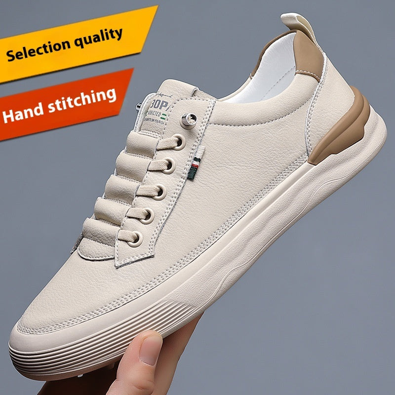 Breathable Men's Soft Bottom Fashion Sneakers Slip-on Casual Product information: Pattern: solid color Lining material: imitation leather Applicable sports: Universal Color: white, Milky White Upper height: low top Heel height: flat heel Heel shape: flat