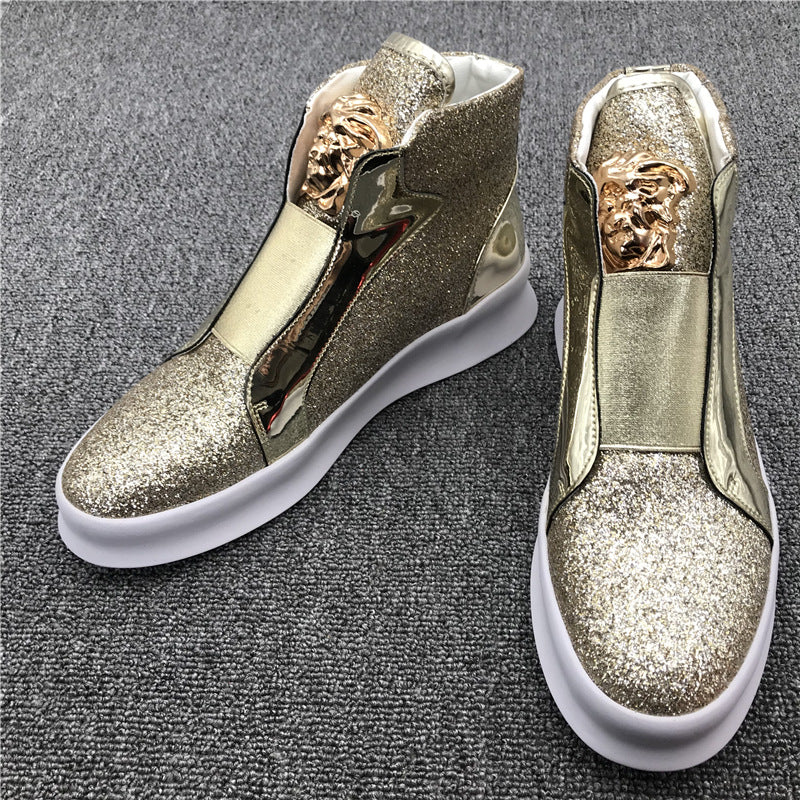 Fashion Set Feet Bright Face Trendy Shoes Trendy Men Fashion Leisure Sports Product information: Toe shape: Round toe Upper material: Microfiber Style: Casual Applicable gender: Male Popular elements: Internal increase Heel height: Middle heel (3-5CM) Pat
