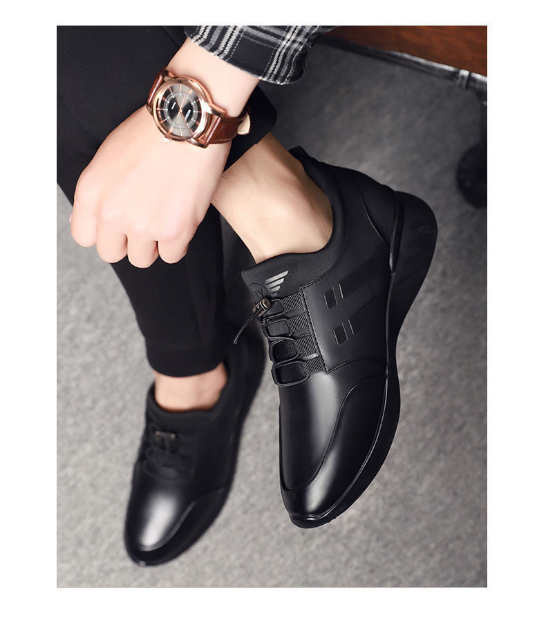 Autumn Men's Breathable Shoes Sports Shoes Fashion Men's Shoes Upper material: multiple material stitching Sole Material: Rubber Upper height: high help Sole craft: adhesive shoes Cortical features: cow split leather Wearing style Popular elements: hollow