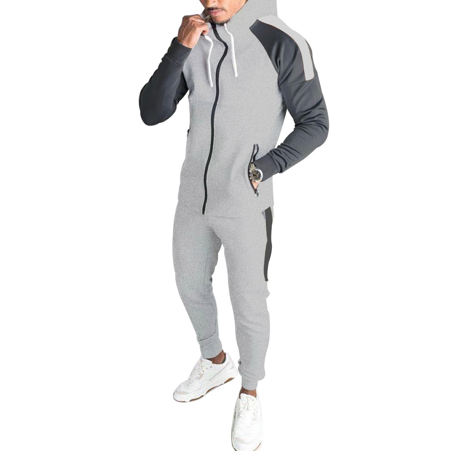 Men's Casual New Style Hoodie Solid Color Sweater Sweatpants Suit Product information: Style: Sports Length: trousers Top style: coat Top sleeve length: long sleeve Whether Hooded: Hooded Main fabric composition: Acrylic The content of the main fabric ing