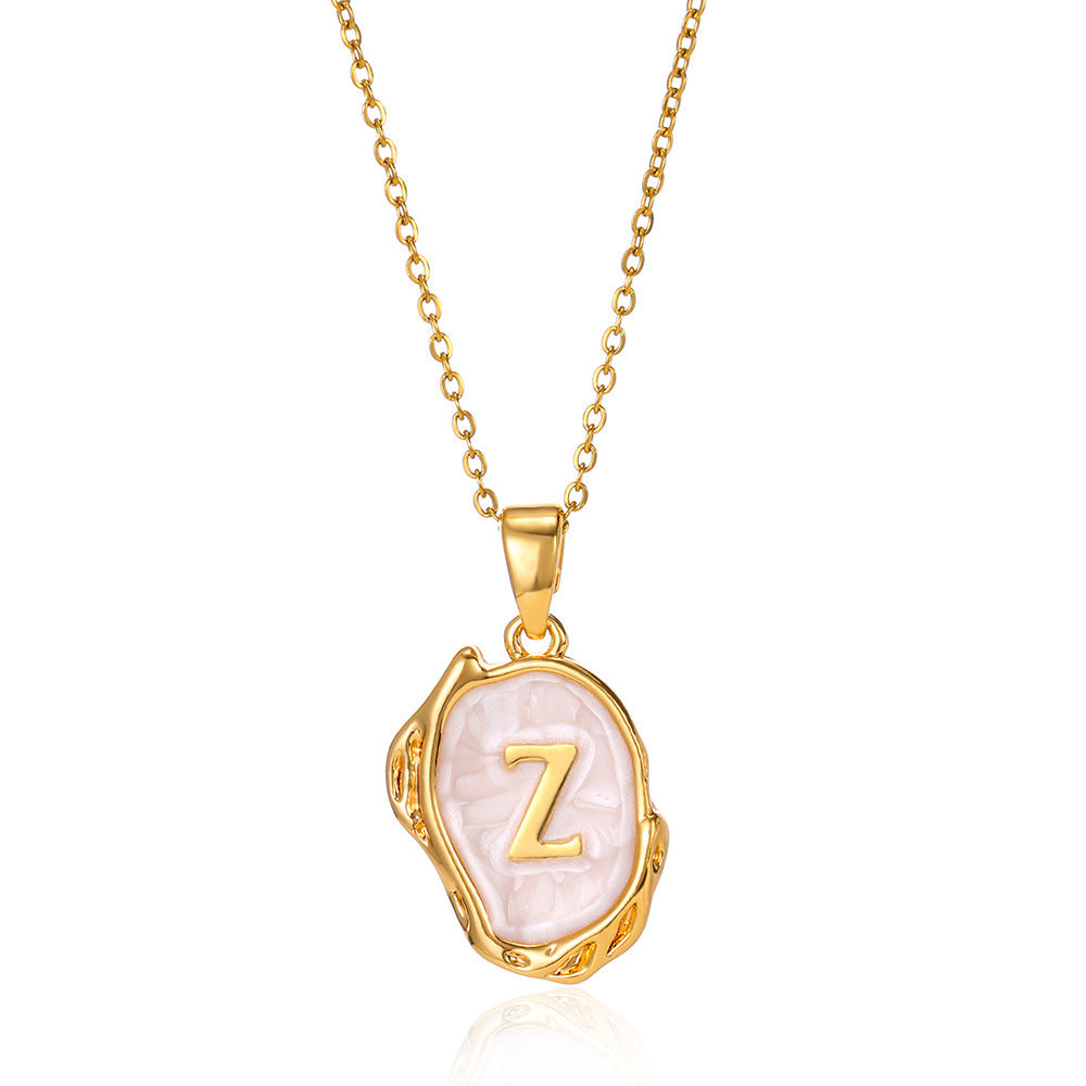 Simple 26 Letters Drop Oil Three-dimensional Necklace Product information: Treatment Process: Electroplating Color: A,B,C,D,E,F,G,H,I,J,K,L,M,N,O,P,Q,R,S,T,U,V,W,X,Y,Z Pendant material: Alloy Material: Alloy Purity: Gold, Platinum Perimeter: 21cm (inclusi