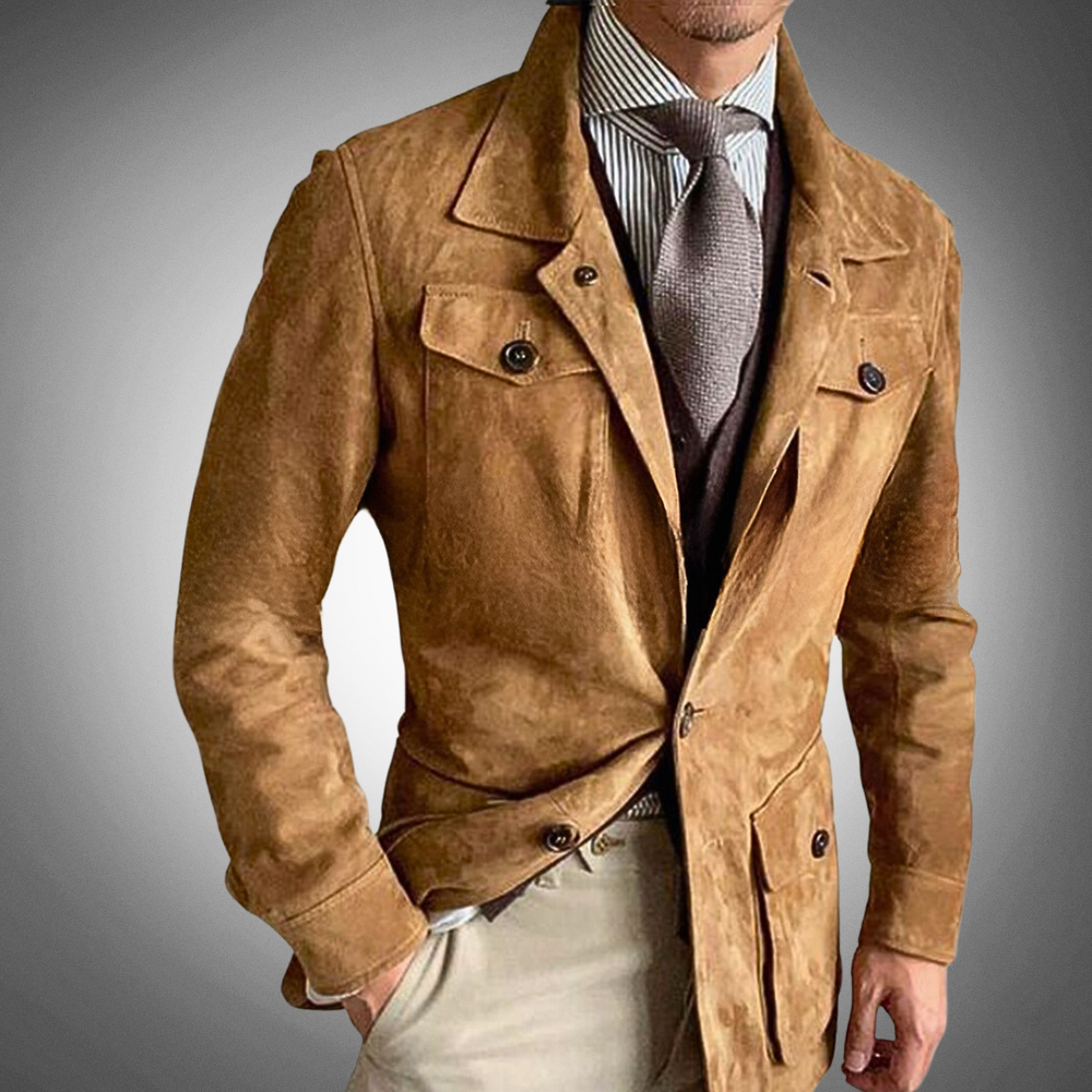 Suede Jacket Indulge in the pinnacle of sartorial sophistication with our Jared Premium Suede Jacket. This exquisite wardrobe staple seamlessly blends refined masculinity with opulent suede craftsmanship. Expertly tailored from our exclusive Velvetron sue