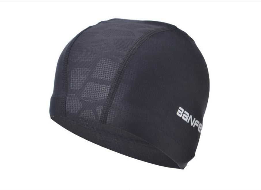 Nylon High Elastic Waterproof Comfortable Cloth Swimming Product Details: Material: Nylon Pattern: water cube pattern Applicable people: adults Applicable scene: swimming and wading Color: black, dark blue Package Contents: Swimming cap X1 Nylon High Elas