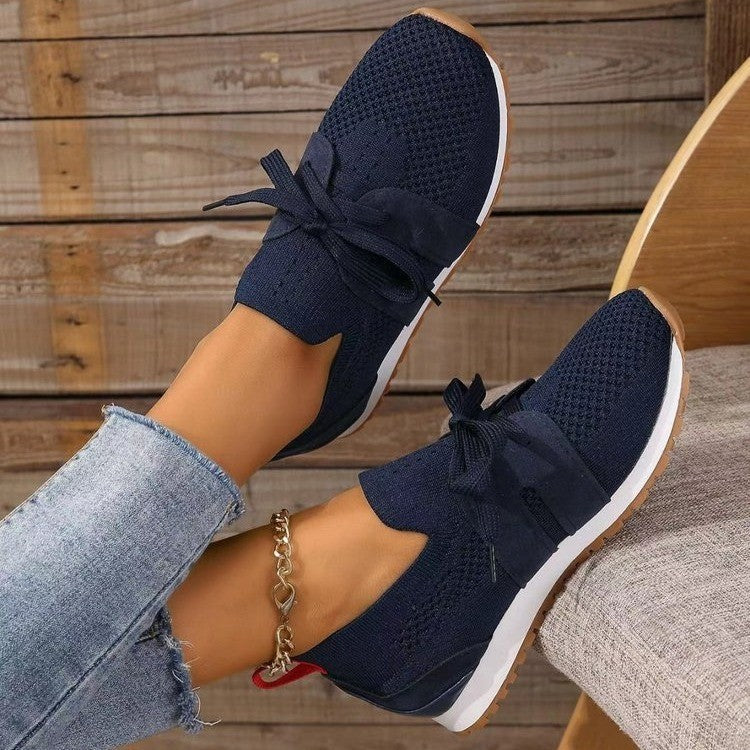 Women's Comfortable Fly Woven Mesh Lace-up Casual Shoes Product information: Lining material: Mesh Color: black, red, light gray, dark brown, dark blue Upper height: Middle top Heel height: low heel (1-3CM) Heel shape: flat heel Size: 36, 37, 38, 39, 40,