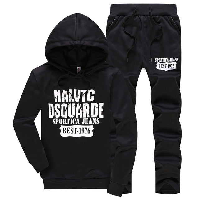 Men's Hooded Letter Sweatshirt Set Thickness: thicker Length: trousers Top style: coat Top sleeve length: long sleeve Whether Hooded: Hooded Suitable season: spring and autumn Fabric name: cotton blended Main fabric composition: polyester fiber (polyester