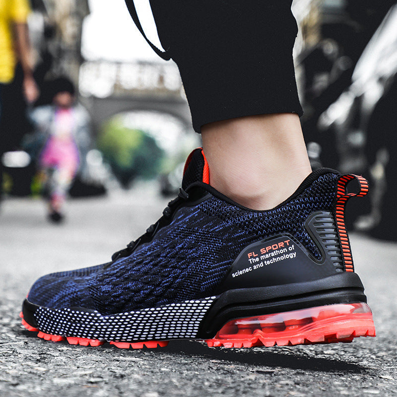 Men's breathable flying woven casual shoes Applicable gender: male Function: breathable Upper height: low Sole Material: Rubber Upper material: flying woven Color: black and white, blue and orange, dark gray and green Size: 38,39,40,41,42,43,44,45,46 Men'