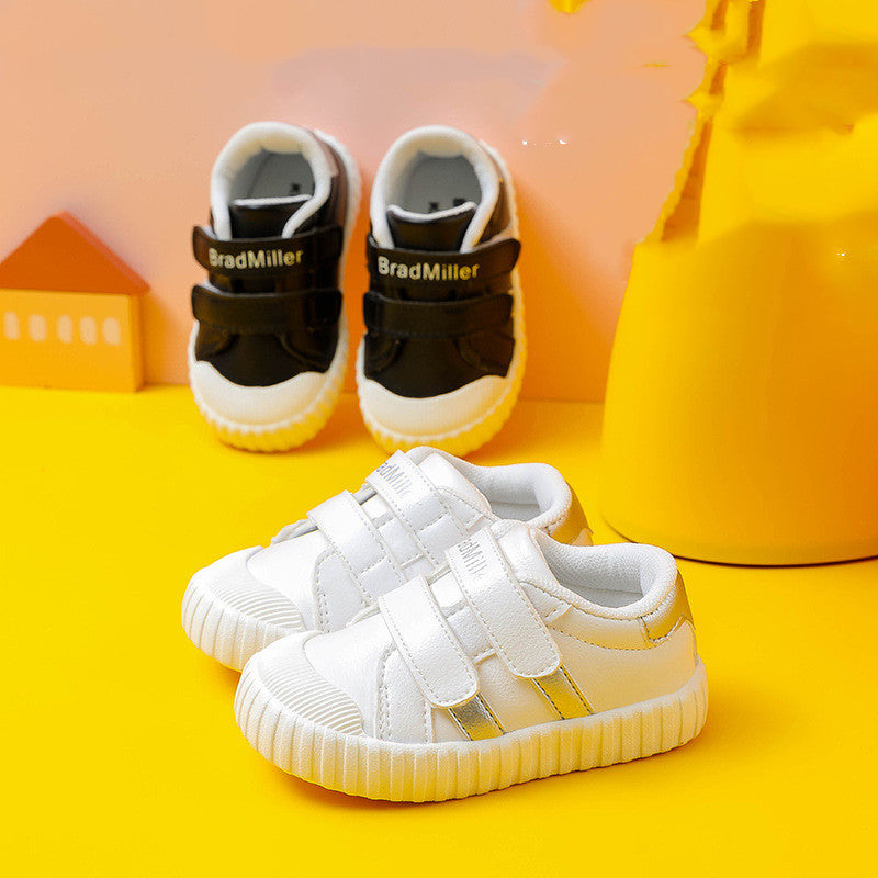 Baby Toddler Shoes Soft Sole Female Baby Shoes Product information: Material: Microfiber leather Style: casual and simple Features: solid color Colour: pink, white, black Size Information: Size Inner Length 15 12.5 16 13 17 13.5 18 14 19 14.5 20 15 Packin