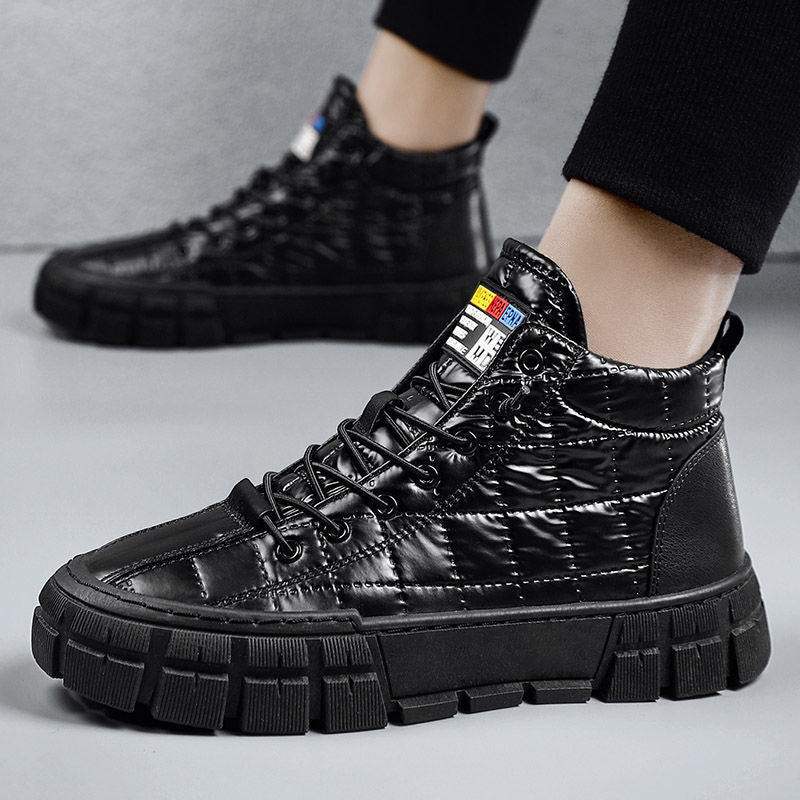 Martin Boots Men's High Top Tooling Casual Shoes Product information: Vamp material: Artificial Pu Sole material: Rubber Heel height: Low heel (1-3cm) Heel shape: Square heel Boot barrel material: PU Inner material: Super fiber Size information: Size 39 4