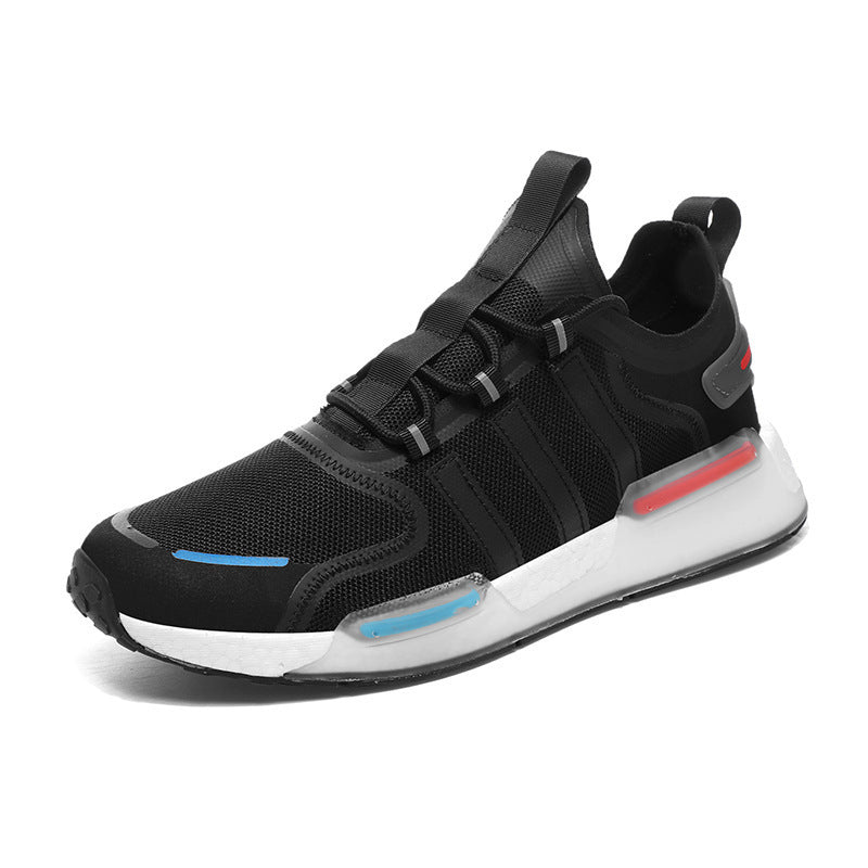 Real Popcorn Bottom Autumn Tide Flying Woven Dad Shoes Student Sports Running Casual Shoes Product information: Pattern: solid color Lining material: Cotton Color: black, white, gray Upper height: low top Heel height: low heel (1-3cm) Heel shape: Platform