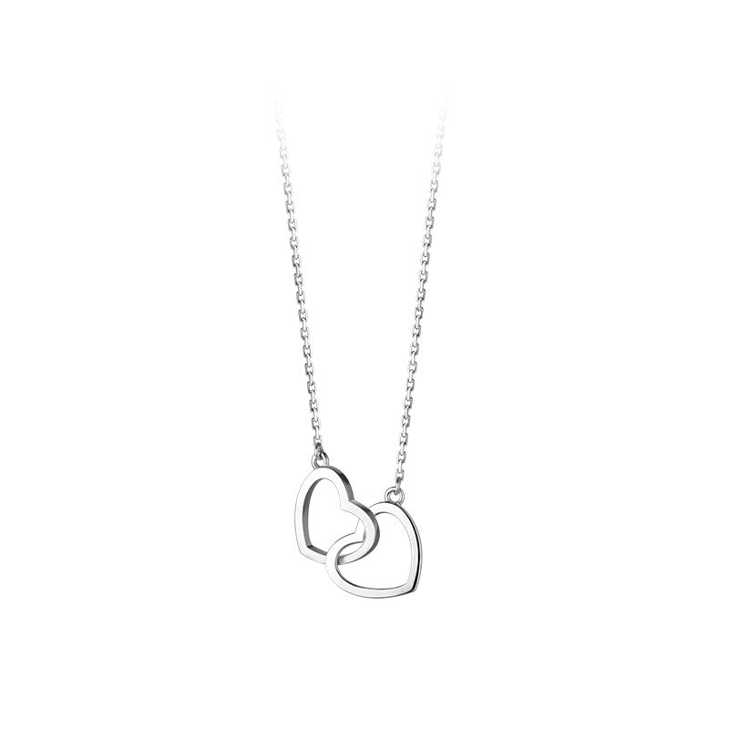 Double Heart Interlocking Titanium Steel Necklace Jewelry Overview: 100% new design and high quality Must-have for fashion women Have a beautiful appearance Specifications: Material: titanium steel Treatment process: electroplating Type: necklace Style: W