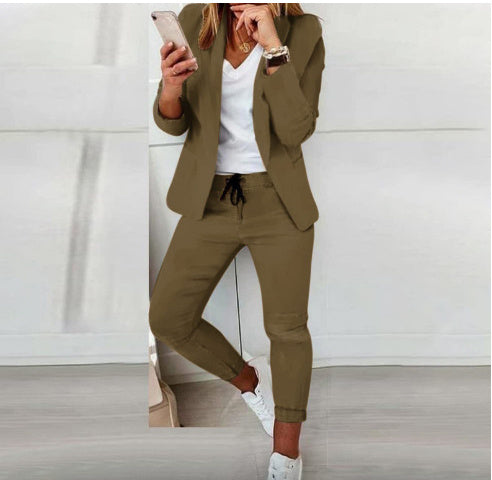 Ladies Fashion OL Suit Trousers Suit Ladies Fashion OL Suit Trousers Suit SIZE/CM S M L XL 2XL center back length 61 62 63 64 65 bust 91 95 99 103 107 the waist 79 83 87 91 95 Sleeve length 59 60 61 62 63 Shoulder width 38.5 39.5 40.5 41.5 42.5 Pant lengt