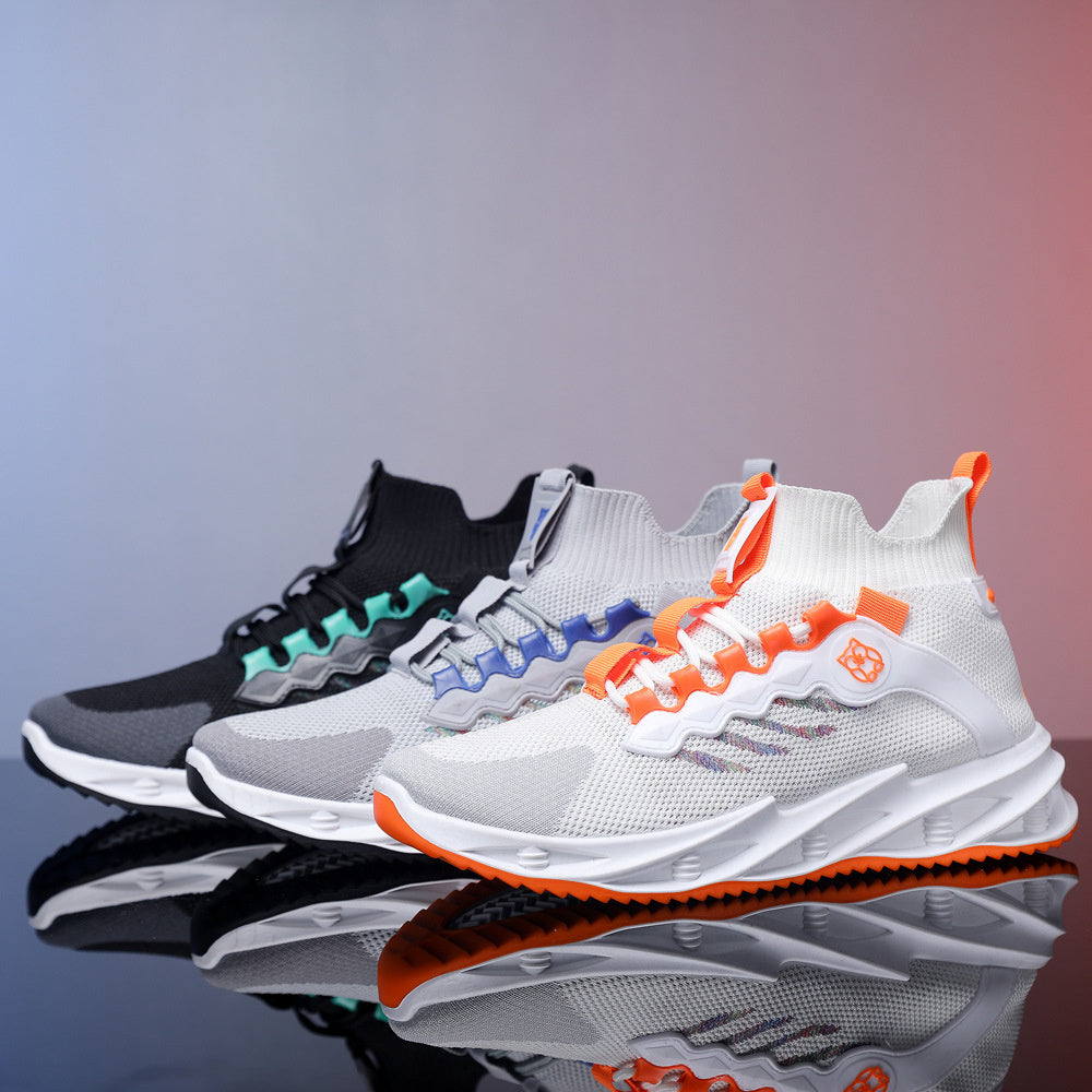 Summer Flying Woven Breathable Fashion All-match Casual Running Shoes Product information: Heel shape: Alien heel Upper material: fly woven upper Sole: Wear-resistant sole Style: running shoes Product color: three colors optional Size information: Packing