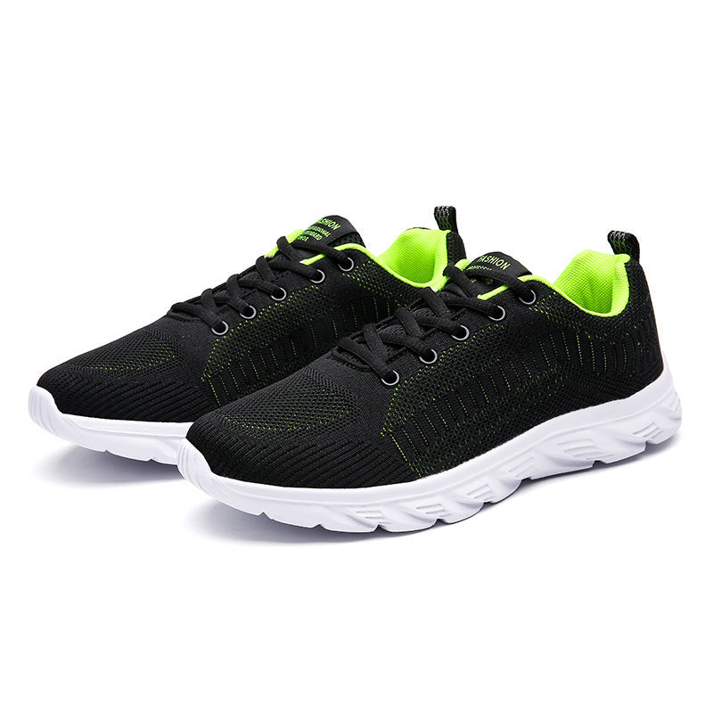 Fashion Flying Woven Breathable Men's Leisure Sports Youth Running Shoes Specification: Applicable gender: male Upper material: fly woven Sole material: MD How to wear: Front tie Popular elements: leather stitching Heel shape: flat heel Inner material: me