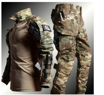 New Frog Suit Tactical Top T-shirt Long Sleeve Camouflage Suit Product information: Color: Pioneer style-Dark Night (One top), pioneer style-CP color (one top),IX6-dark night (one pair of pants),IX6-CP color (one pair of pants) Size: S (50.00 kg-55.00kg,M