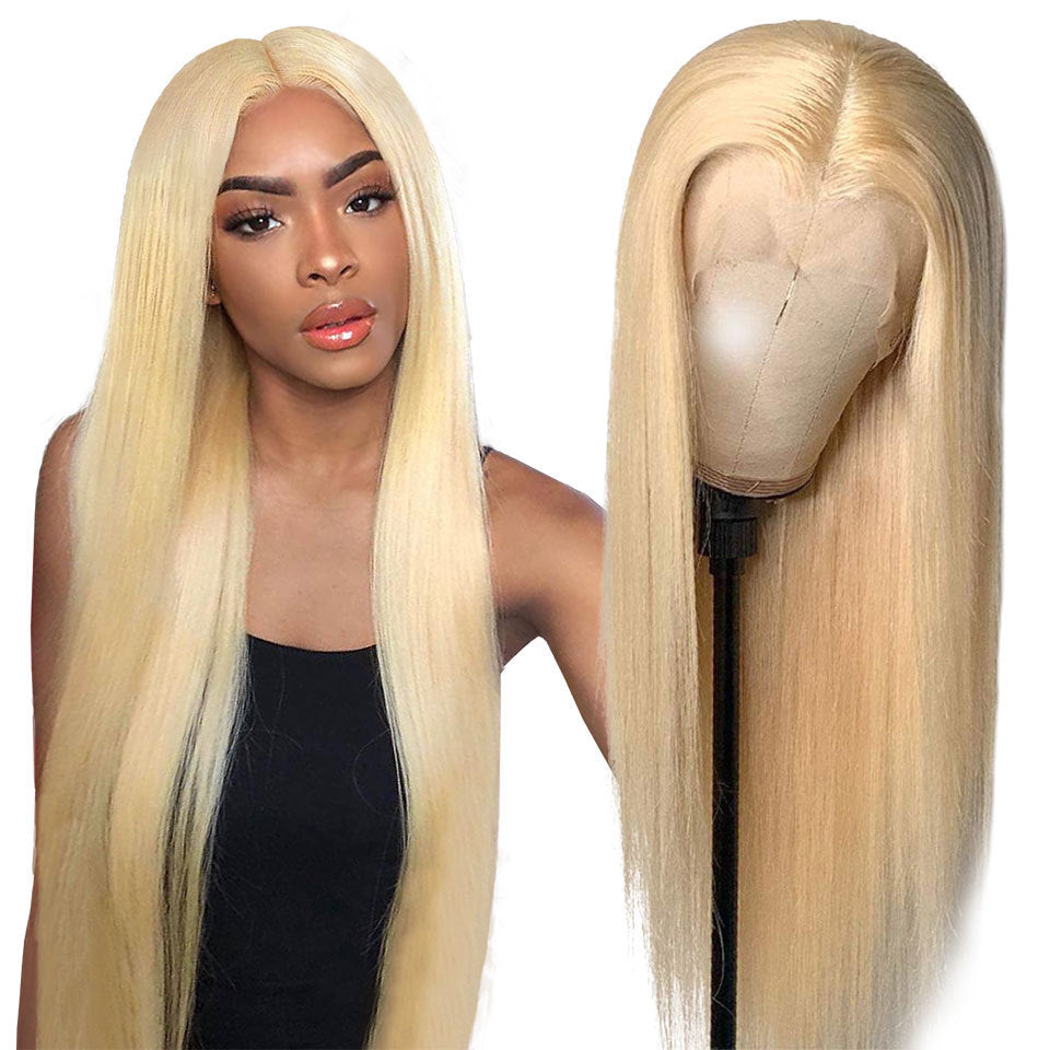 Hand Hook Mesh One Real Hair Headgear Wig STW Product information: Style: natural Model: 613# 13*4 wig STW Applicable people: Ladies Processing technology: half hand weaving and half weaving Wig length: medium long hair Can it be dyed: can be dyed Hair ma