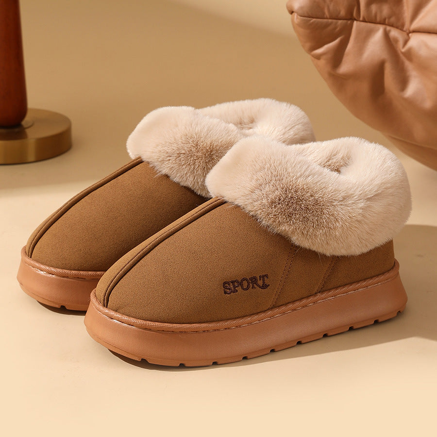 Plush Cotton Shoes For Women Winter Warm Home Slippers Outdoor Snow Boots Overview: Unique design, stylish and beautiful. Good material, comfortable feet. A variety of colors, any choice. Specification: Shoe upper material: Deer skin Sole material: EVA Ap
