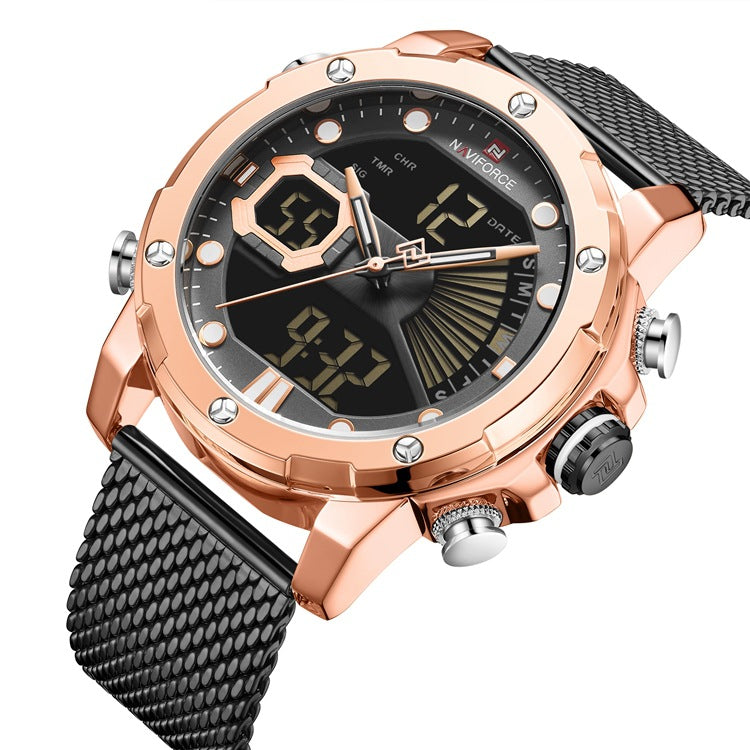 Sports watch men Case material: high-quality alloy case Strap material: high-quality stainless steel strap Display type: pointer, number Sports watch men Case material: high-quality alloy case Strap material: high-quality stainless steel strap Display typ