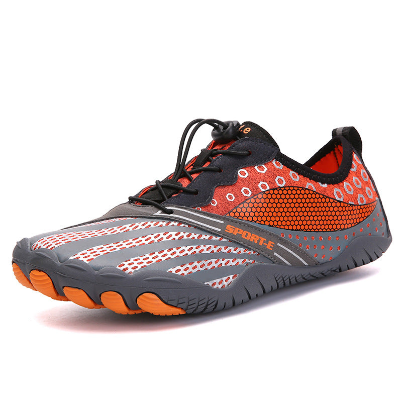 New Cross-border Five-finger Shoes Diving Fishing Couple Outdoor Wading River Upstream Shoes Product information: Wearing style: elastic band Function: Breathable Thickness: ordinary thick Inside material: mesh Applicable gender: neutral/male and female O