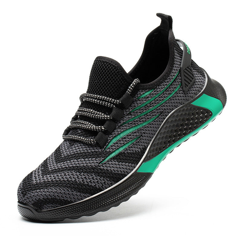 Fei-woven safety shoes Product Information: Article No.: FZ-55 Upper height: low top Function: Puncture damage Upper material: fly woven upper Toe style: round toe Shoe making process: cold adhesive process Sole material: rubber plastic sole Closure metho