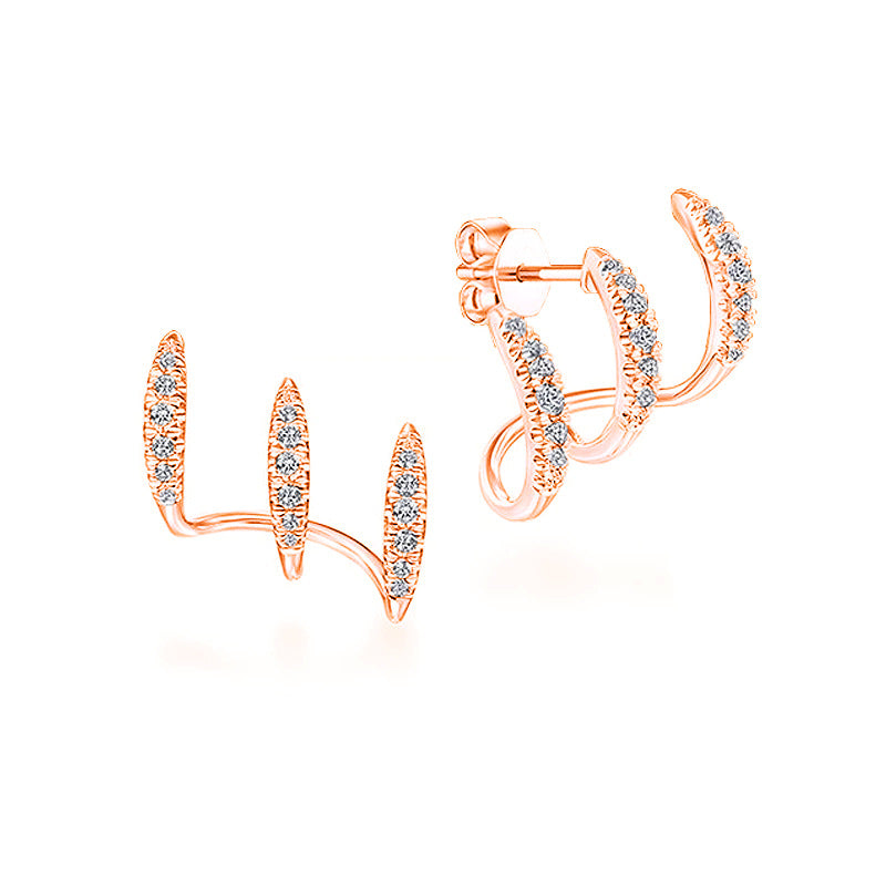 Earrings Diamond Inlaid Vibrato Cold Design Sense Product Details: Material: Alloy Style: Women's Shape: geometric Treatment process: electroplating Color: silver, gold, rose gold Popular elements: lines Size: 16X12mm Package Contents: Stud X1 Earrings Di