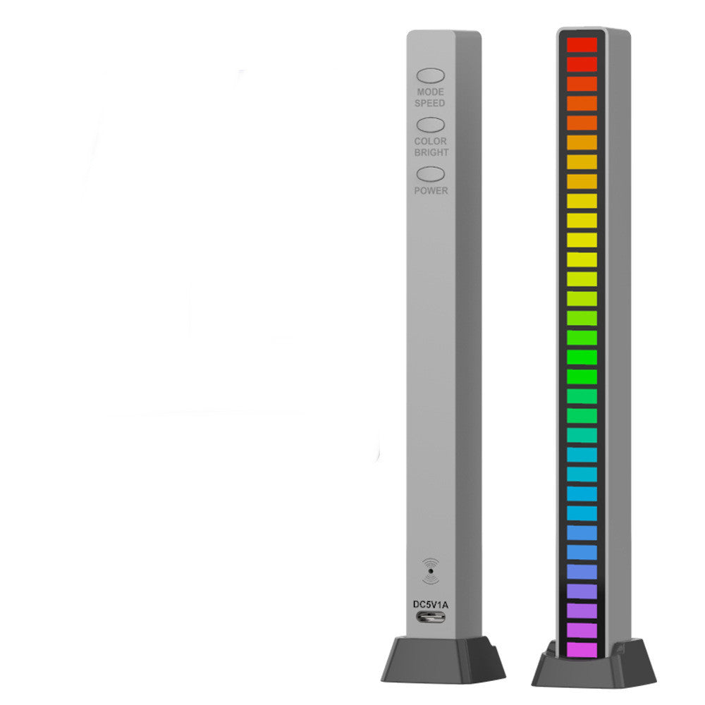 Sound Control Music Rhythm Light Product information Lamp shape: Digital lamp Shade material: Acrylic Lamp holder material: PVC Switch type: Voice-activated Voltage: 5V (V) Dimensions: 181*16*18.5mm Colour; 3style : 32 lamp beads - white - APP control 4st