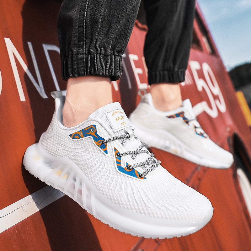 Men Breathable Casual Fly Woven Shoes Overview: Unique design, stylish and beautiful. Good material, comfortable feet. A variety of colors, any choice. Specification: Style: Sports Function: Lightweight Upper material: fabric Sole material: TPU+popcorn He