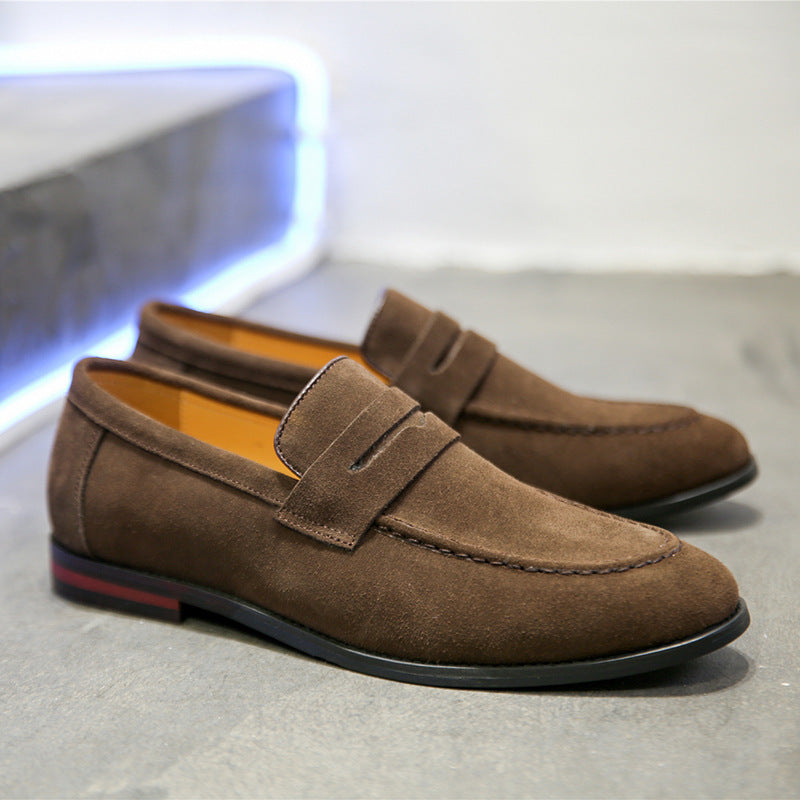 Lazy Shoes Nubuck Leather Men Casual Overview: Unique design, stylish and beautiful. Good material, comfortable feet. A variety of colors, any choice. Specification: Opening depth: shallow mouth (below 7cm) Pattern: plain Heel height: flat heel Function: