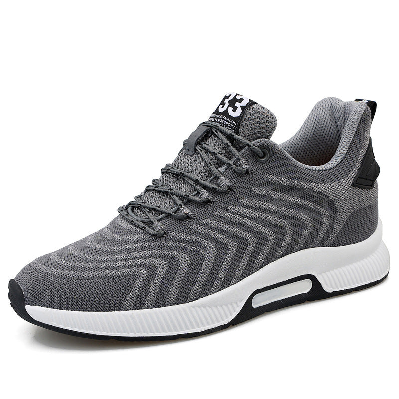 Flyknit Elastic Breathable Upper Sneakers Wear-resistant Running Casual Product information: Pattern: stripes Applicable sports: Universal Lining material: Mesh Color: white, blue, black, gray Upper height: low top Heel shape: height increasing insole Siz