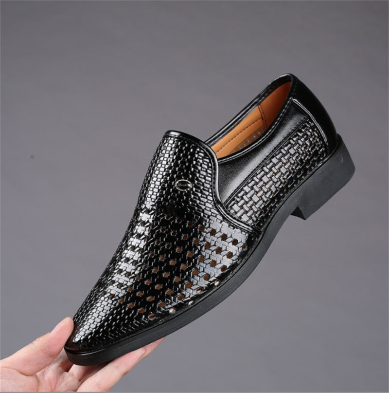Formal Business Breathable Hollow Cool Men's Leather Shoes Specification: Upper material:Artificial PU Sole Material: Rubber Wearing style: Sleeves/Overshoes Function: Breathable, non-slip Style: Baotou Inner material: Imitation leather Gross Weight: 0.7