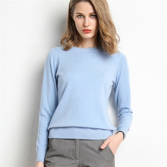 Knitted Pullover Women Sweater Elevate your winter style with our latest Autumn Winter Knitted Pullover for women. Experience the luxurious comfort of cashmere as you stay cozy during the colder months. Our exquisitely designed sweater features a classic