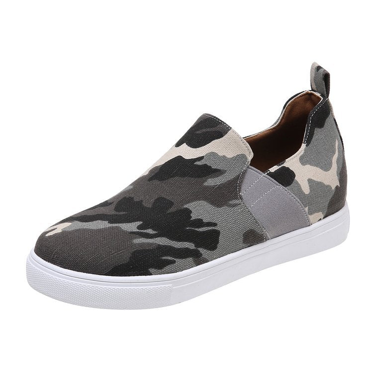 Fashion Flat Leisure Sports Board Shoes Product Information: Style: Casual Toe shape: round head Pattern: Solid color Colors: Black, khaki, leopard print, camo Sole material: rubber Inner material: gauze Upper height: Low upper Heel shape: Flat heel Insol