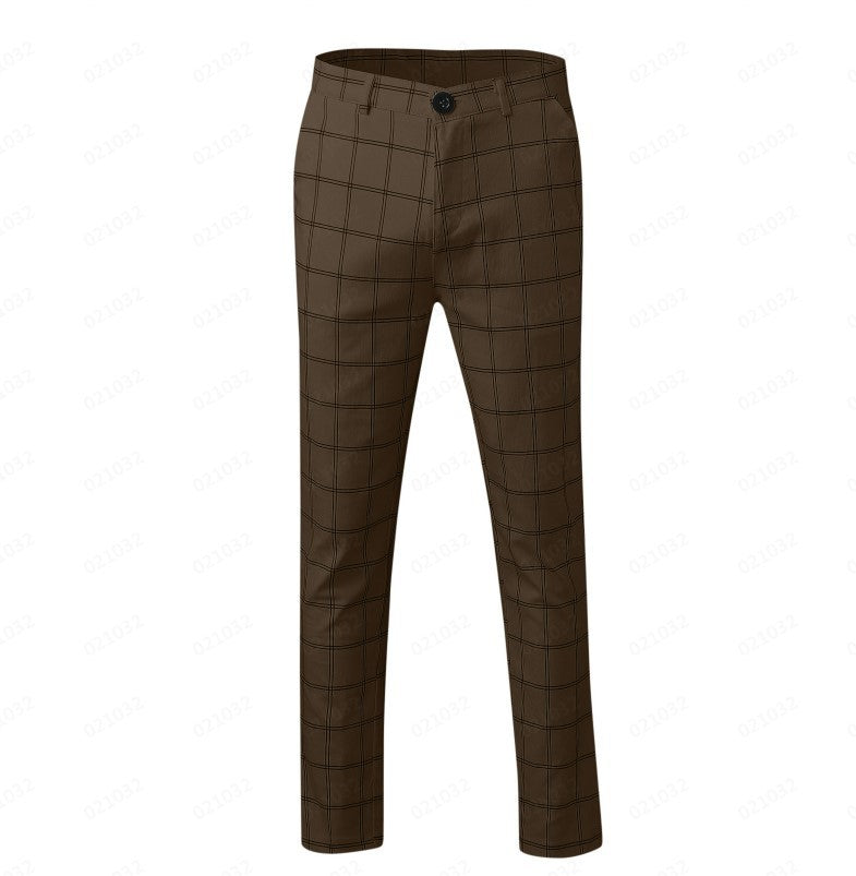 Spring And Autumn Slim Fit Men's Business Casual Pants Long Pants 3D Plaid Product information: Pattern: Plaid Color: CK-11,CK-12,CK-13,CK-14,CK-15,CK-14-2,CK-217 all black, CK-221 Elasticity: Micro elasticity Pants length: trousers Waist Type: Mid waist