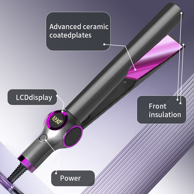 Digital Display Hair Straightener Dual-use Automatic Hair Curler Product information: Power: SJ-866 Power supply mode: Wired (AC) Color: gray purple Rated Power: 45 Rated Voltage: 220 Additional function: curly hair Packing list: 1* Hair Curler Product Im