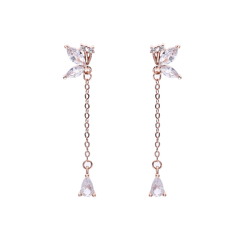 S925 Butterfly Zircon Tassel Earrings Women's Niche Exquisite Long Earrings Jewelry Product information: Material: S925 Silver / Synthetic Cubic Oxide Mistake Color: silver Packing list: Earring*1 Pair Product Image: S925 Butterfly Zircon Tassel Earrings