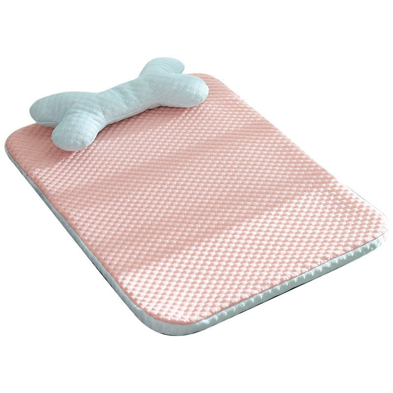 Summer Cool Feeling Dog Mat Sleeping Pets Mat Pet Products Product information: Color: Ice bean cap cool feeling removable and washable mat Specifications: S,M,L,XL Material: ice beans, high density sponge, pp cotton, plastic drop cloth Applicable object: