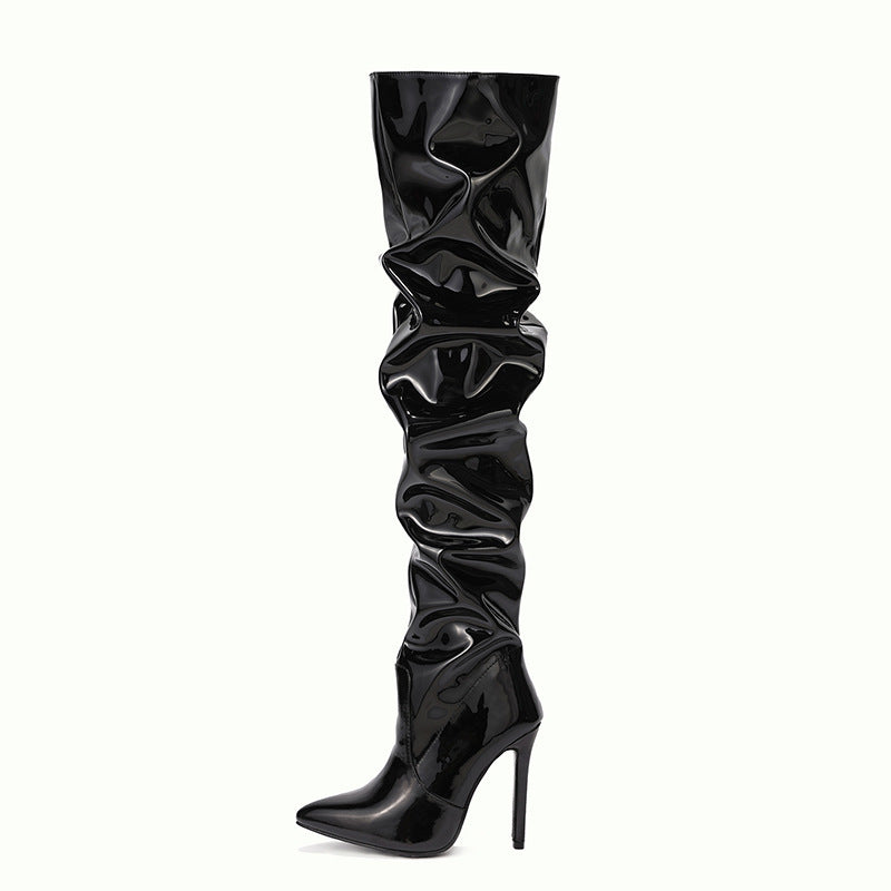 Knee High Long Boots Women Fashion Super High Heel Party Shoes Overview: Unique design, stylish and beautiful. Good material, comfortable feet. A variety of colors, any choice. Specification: Product category: knee boots Upper material: artificial PU Sole