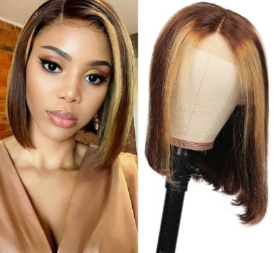 Piano Color Bob Headgear Real Hair Product Information: Style: exotic Processing technology: mechanism Wig length: 8-16 inch Whether it can be dyed and ironed: it can be dyed Hair material: real hair Color: 8 inch,10 inch,12 inch,14 inch Packing list: Wig