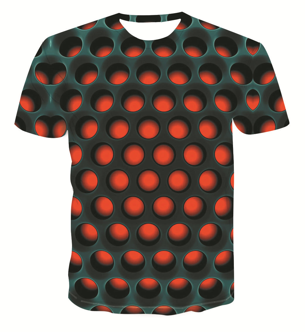 3D digital print T-shirt Product information: Version: Straight type Fabric name: Mesh Main fabric composition: polyester fiber (polyester) Main fabric ingredient content: 95 (%) Applicable scene: Leisure Style details: printing Size Information: Size: S/