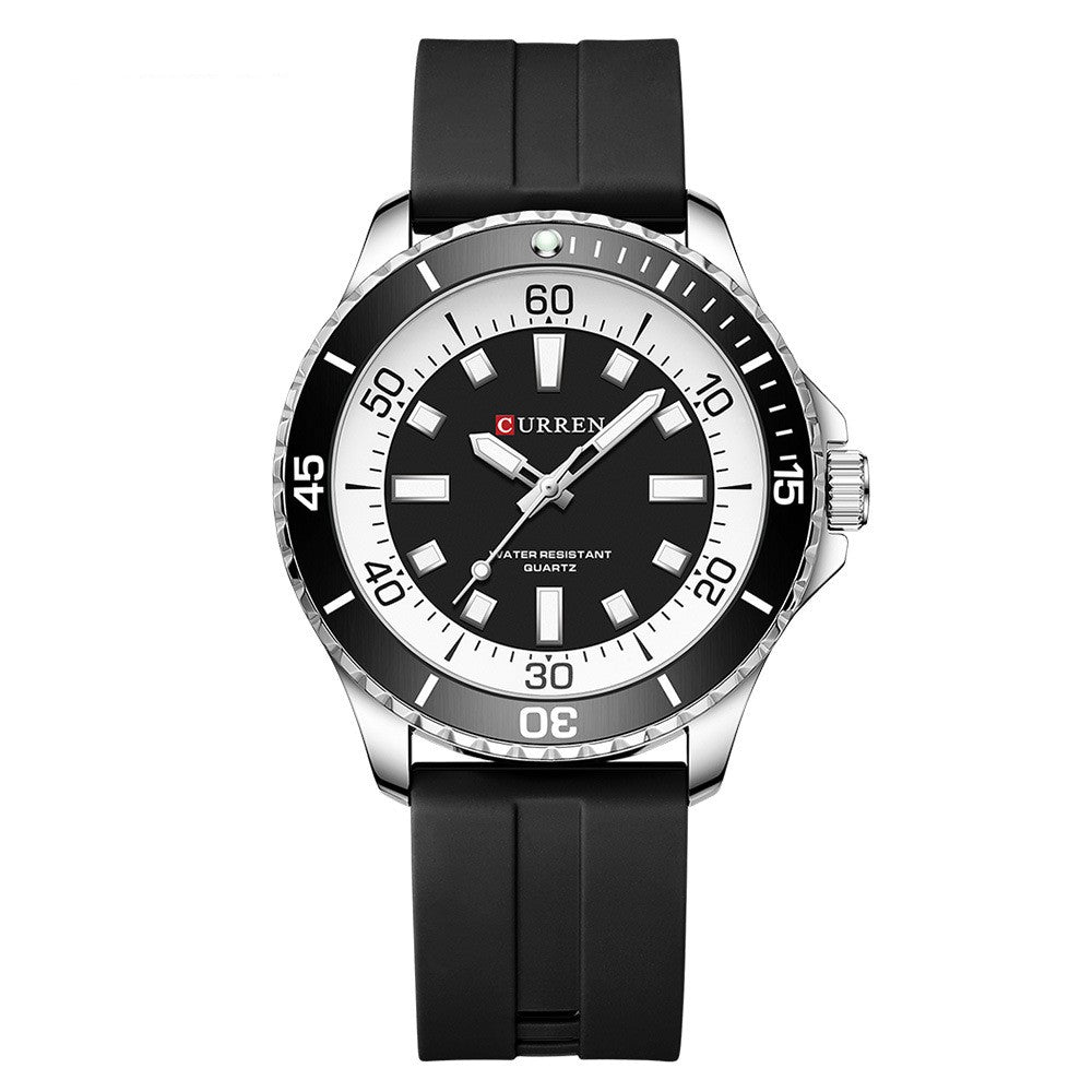 Men's Sports Tape Large Dial Simple Quartz Watch Product information: Color: Silver green, silver blue, silver orange, silver black, silver light blue Thickness: 12mm Waterproof performance: 30m Movement type: Quartz Dial diameter: 44mm Crown type: Spiral
