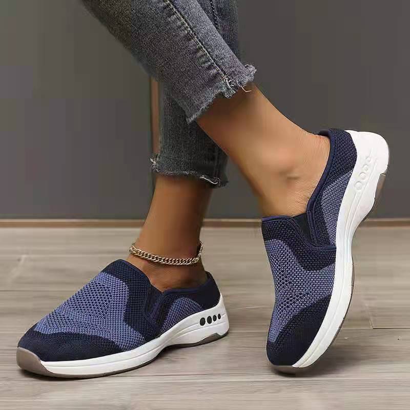 Large Size Foreign Trade Breathable Flying Woven Single Shoes Product Information: Toe shape: round toe Upper material: artificial PU Applicable gender: female Heel height: flat heel pattern: plain Color: black, blue, pink, gray Sole material: composite I
