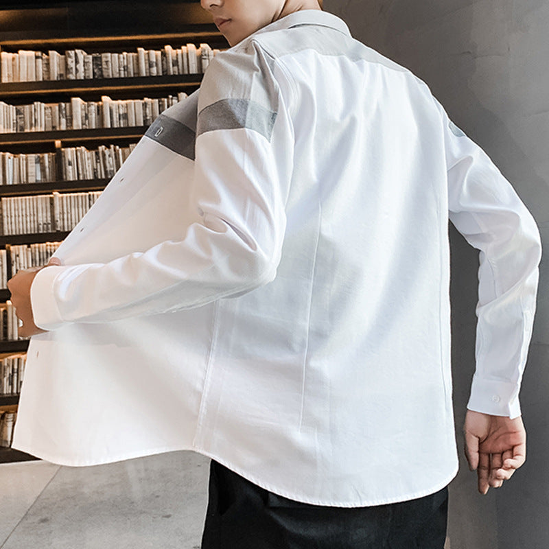 Men's cotton colorblock long sleeve shirt style: Casual Version type: fit type Collar type: lapel Sleeve length: long sleeve Pattern: color matching Suitable for the crowd: youth Fabric name; cotton The content of main fabric composition: 100 (%) Process: