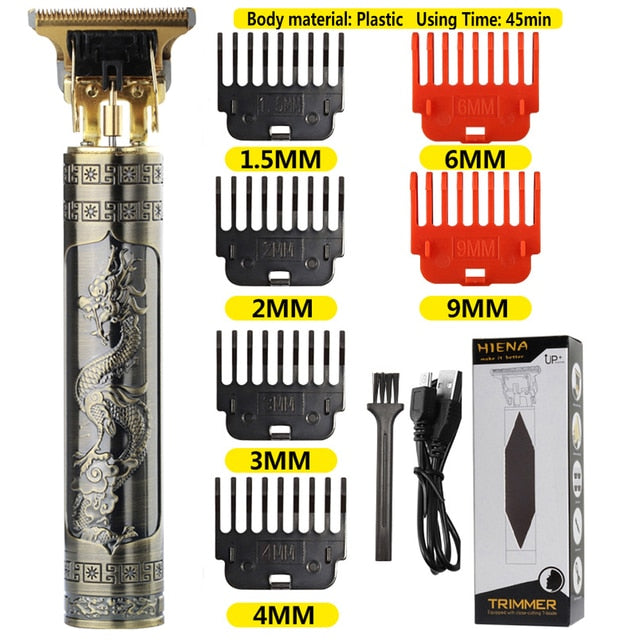 Rechargeable Men's Shaver Trimmer Upgrade your shaving experience with the Rechargeable Men's Shaver Trimmer, a reliable and powerful electric hair cutting machine ideal for professional barbers or personal grooming. This vintage T9 Clipper Hair Shaver Tr