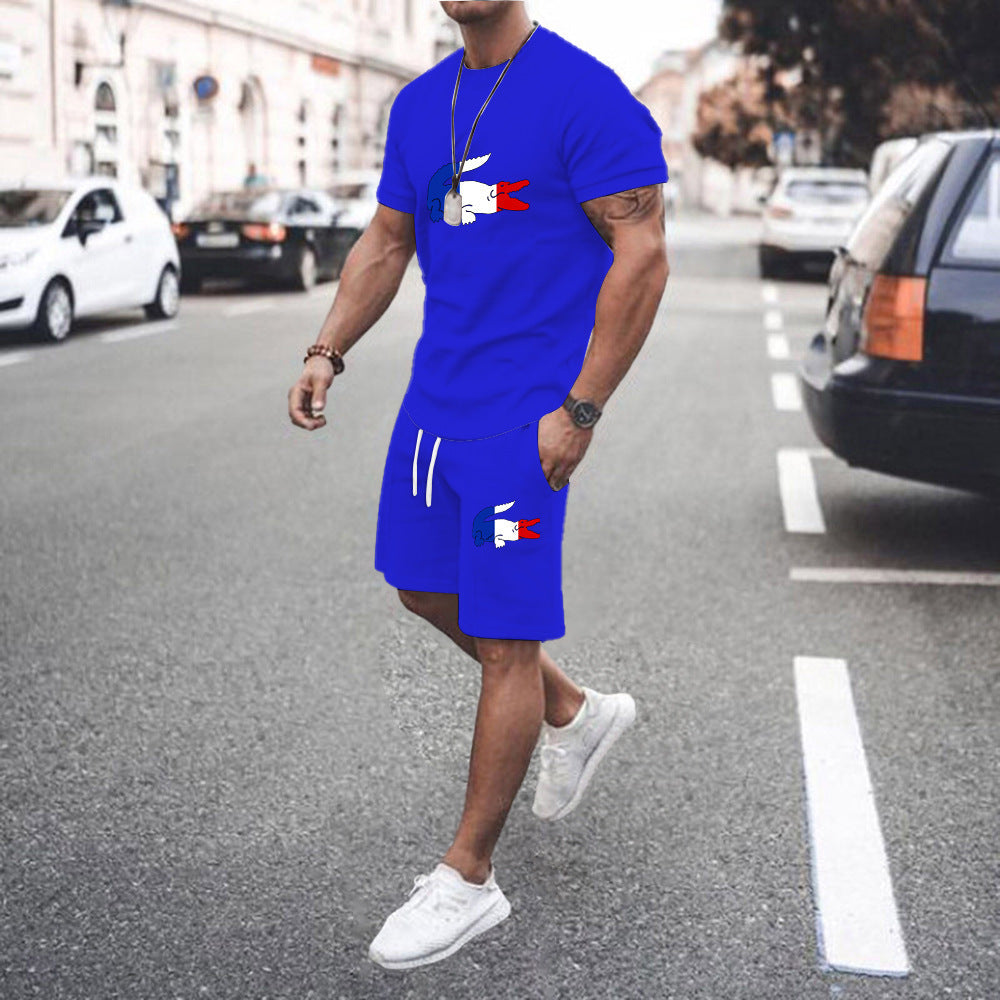 Round Neck T-Shirt Loose Short Sleeve Set Digital Printing 3D Product Details: Pants length: shorts Top style: T-shirt Main fabric composition: polyester fiber (polyester) The content of main fabric components: 99 (%) Color: TZ-321, TZ-322, TZ-323, TZ-324