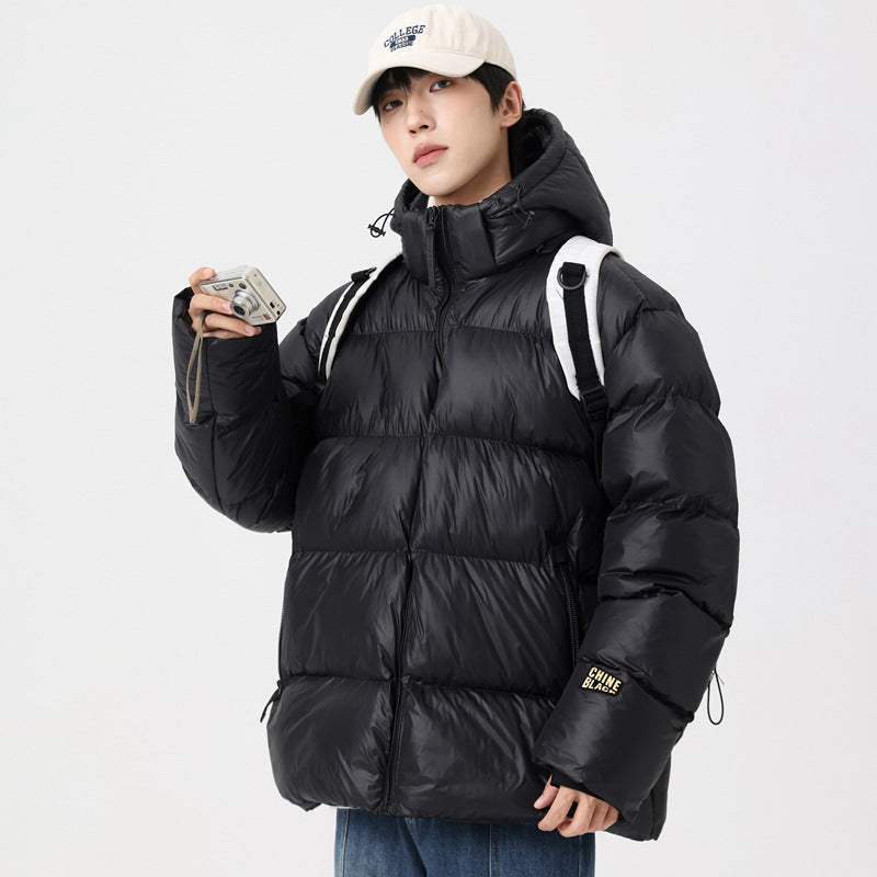 Men's Fashion Simple Cotton-padded Jacket Graphene Plus Size Coat Top Product information: Pattern: solid color Pocket Style: zipper and pocket Color: Black and Gold style Size: S,M,L,XL,2XL,3XL,4XL,5XL Lining composition: Polyester Fiber (polyester) Fabr