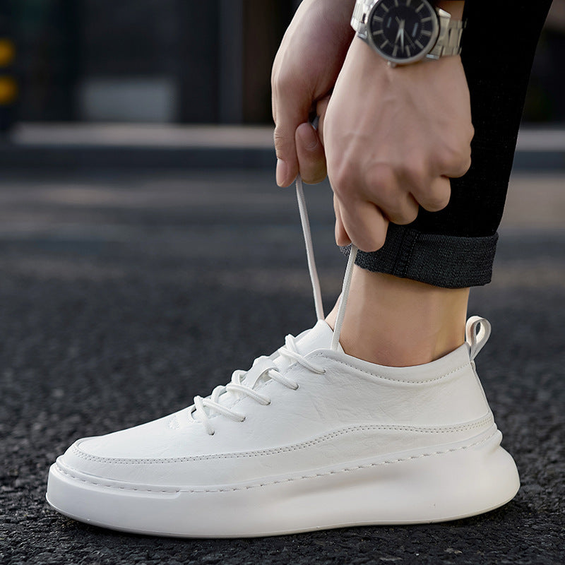 Little White Shoes All-Match Board Shoes Platform Casual Shoes Specification: Upper material: Microfiber Popular elements: Car stitching, shallow mouth, totem Heel height: Low heel (1-3CM) pattern: Plain Colors: White, Black Size: 39,40,41,42,43,44 Applic